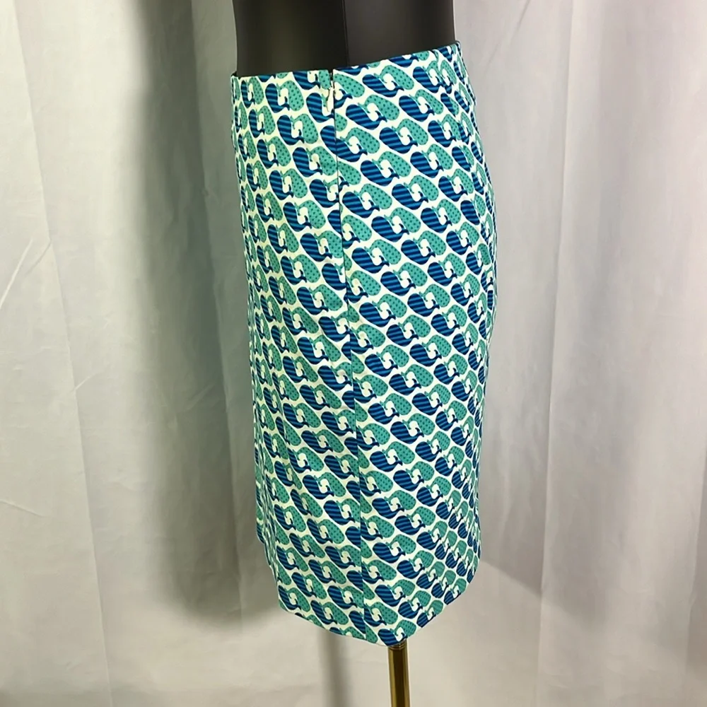 Talbots Blue Whale Print Twill Cotton High-Waist Mini Skirt